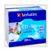 Диск CD-R Verbatim 700Mb 52x Printable Slim