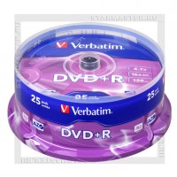 Диск Verbatim DVD+R 4,7Gb 16x cake 25