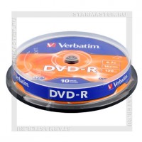Диск Verbatim DVD-R 4,7Gb 16x cake 10