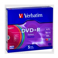 Диск Verbatim DVD+R 4,7Gb 16x slim Color