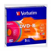 Диск Verbatim DVD-R 4,7Gb 16x slim Color