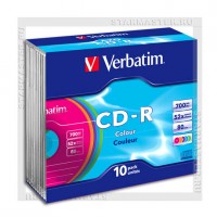 Диск Verbatim CD-R 700Mb DL+ Color slim