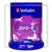 Диск Verbatim DVD+R 4,7Gb 16x cake 100