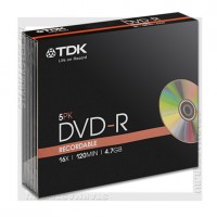 Диск TDK DVD-R 4,7Gb 16x slim/5