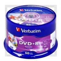 Диск Verbatim DVD+R 4,7Gb 16x Printable cake box 50