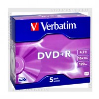 Диск Verbatim DVD+R 4,7Gb 16x jewel
