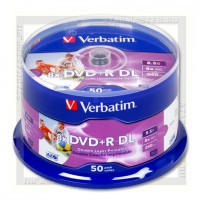 Диск Verbatim DVD+R DL 8,5Gb 8x Printable cake box 50