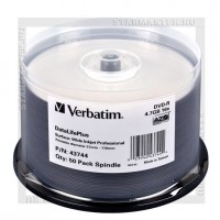 Диск Verbatim DVD-R 4,7Gb 16x Printable Professional cake box 50