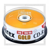 Диск Mirex CD-R 700Mb GOLD 24X cake 25