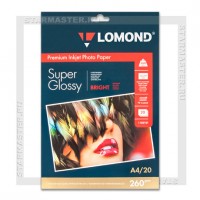 Бумага Lomond A4 Super Glossy (Bright) 260 г/м2 20л