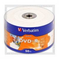 Диск DVD-R Verbatim 4,7Gb 16x Printable Shrink 50