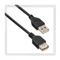 Кабель USB 2.0 удлинительный (Am-Af), 5м черный