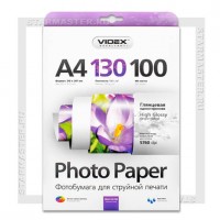Бумага для струйной печати Videx A4 глянцевая односторонняя 130 г/м2, 100л
