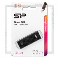 Накопитель USB 3.1 Flash 32Gb Silicon Power Blaze B20, Black
