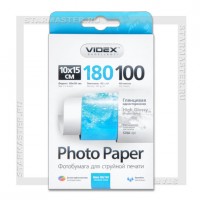 Бумага Videx A6 10x15 180 г/м2 глянцевая односторонняя, 100л