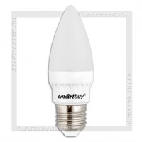 Светодиодная лампа E27 C37 7W 3000K, SmartBuy LED 220V