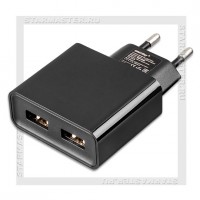 Зарядное устройство 220V -> USBx2, 3A SmartBuy NOVA, черный