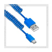 Кабель USB 2.0 -- micro USB, 1м, SmartBuy, витой, синий