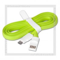Кабель USB 2.0 -- micro USB, 1.2м, SmartBuy, хомут, зеленый