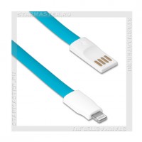Кабель для Apple 8-pin Lightning -- USB, SmartBuy 1.2м, хомут, голубой