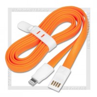 Кабель для Apple 8-pin Lightning -- USB, SmartBuy 1.2м, хомут, оранжевый