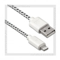 Кабель для Apple 8-pin Lightning -- USB, DEFENDER, 1м, ACH01-03T, белый