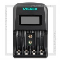 Зарядное устройство 220V/12V для аккумуляторов Videx ND400 (1-4 AAA/AA, 9V), LCD