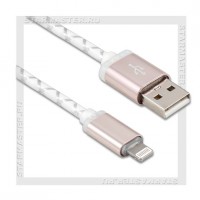 Кабель для Apple 8-pin Lightning -- USB, DEFENDER, 1м, LED, cерый, Blister