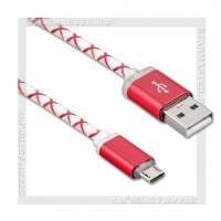 Кабель USB 2.0 -- micro USB, 1м, DEFENDER, LED, красный, Blister