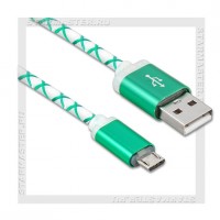 Кабель USB 2.0 -- micro USB, 1м, DEFENDER, LED, зеленый, Blister