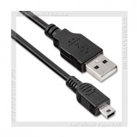Кабель USB 2.0 -- mini USB, 1м (5P) A-B Perfeo, черный