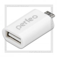 Переходник (адаптер) OTG USB (Af) - micro USB (Bm), Perfeo 002, белый