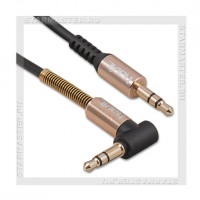 Кабель Audio Jack 3.5 мм (m) -- Jack 3.5 мм (m), 2м, Havit 619X Gold, угловой