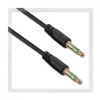 Кабель Audio Jack 3.5 мм (m) -- Jack 3.5 мм (m), 1м, WIIIX, черный, плоский