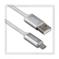Кабель USB 2.0 -- micro USB, 1м, WIIIX, LED, белый