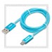 Кабель USB 2.0 -- micro USB, 1м, WIIIX, LED, синий