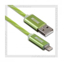 Кабель для Apple 8-pin Lightning -- USB, WIIIX, 1м, LED, зеленый