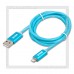 Кабель для Apple 8-pin Lightning -- USB, WIIIX, 1м, LED, синий