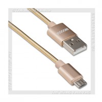 Кабель USB 2.0 -- micro USB, 1м, WIIIX Alu, металлическая оплетка, 2A