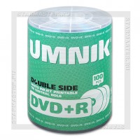 Диск DVD+R 9,4Gb двухсторонний UMNIK 16x Printable Ring, bulk 100