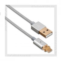 Кабель USB 2.0 -- micro USB, магнитный, 1.2м, HOCO U16, нейлон, Silver