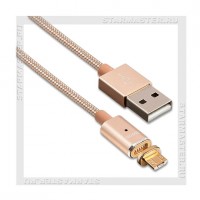 Кабель USB 2.0 -- micro USB, магнитный, 1.2м, HOCO U16, нейлон, Gold