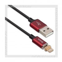 Кабель для Apple 8-pin Lightning -- USB, магнитный, 1м HOCO U28, красный