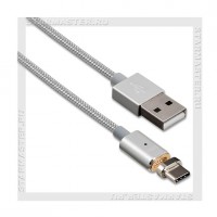 Кабель USB 2.0 - USB Type-C, магнитный, 1.2м HOCO U16, Silver