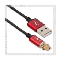 Кабель USB 2.0 -- micro USB, магнитный, 1м, HOCO U28, красный