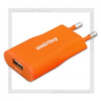 Зарядное устройство 220V -> USB 1A SmartBuy SATELLITE Combo + microUSB, оранж.