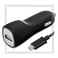 Зарядное устройство автомобильное USB 2A SmartBuy NOVA MKII + кабель microUSB, черный