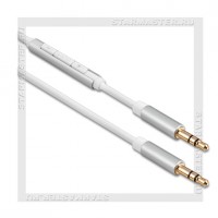 Кабель Audio Jack 3.5 мм (m) -- Jack 3.5 мм (m), 1м, REMAX Smart, пульт, белый