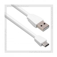 Кабель USB 2.0 - USB Type-C, 1.2м SmartBuy, плоский, белый