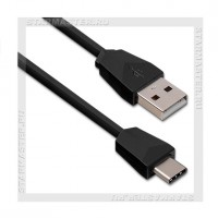 Кабель USB 2.0 - USB Type-C, 1.2м SmartBuy, плоский, черный